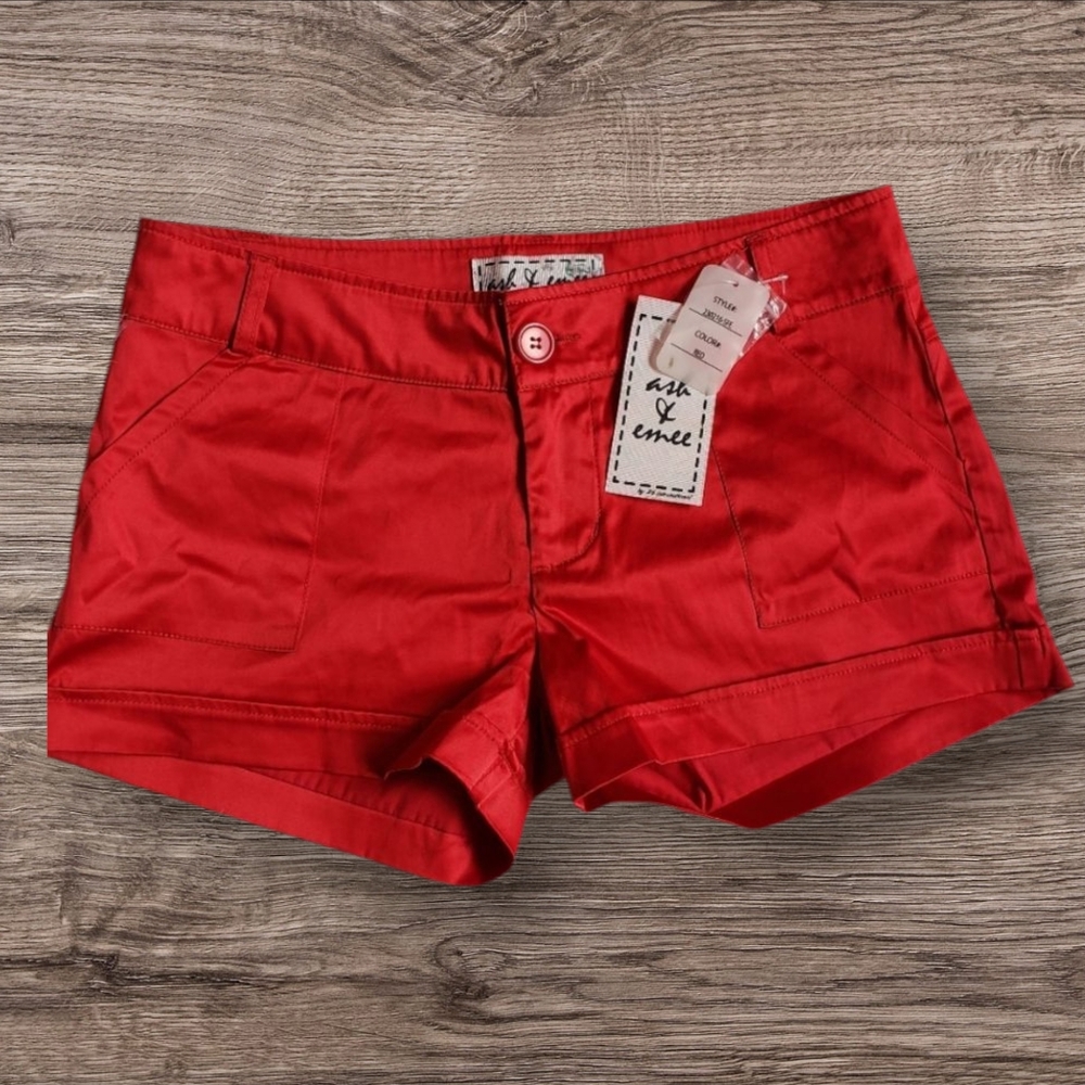 Ash &‎ Emee NWT red satin feel shorts